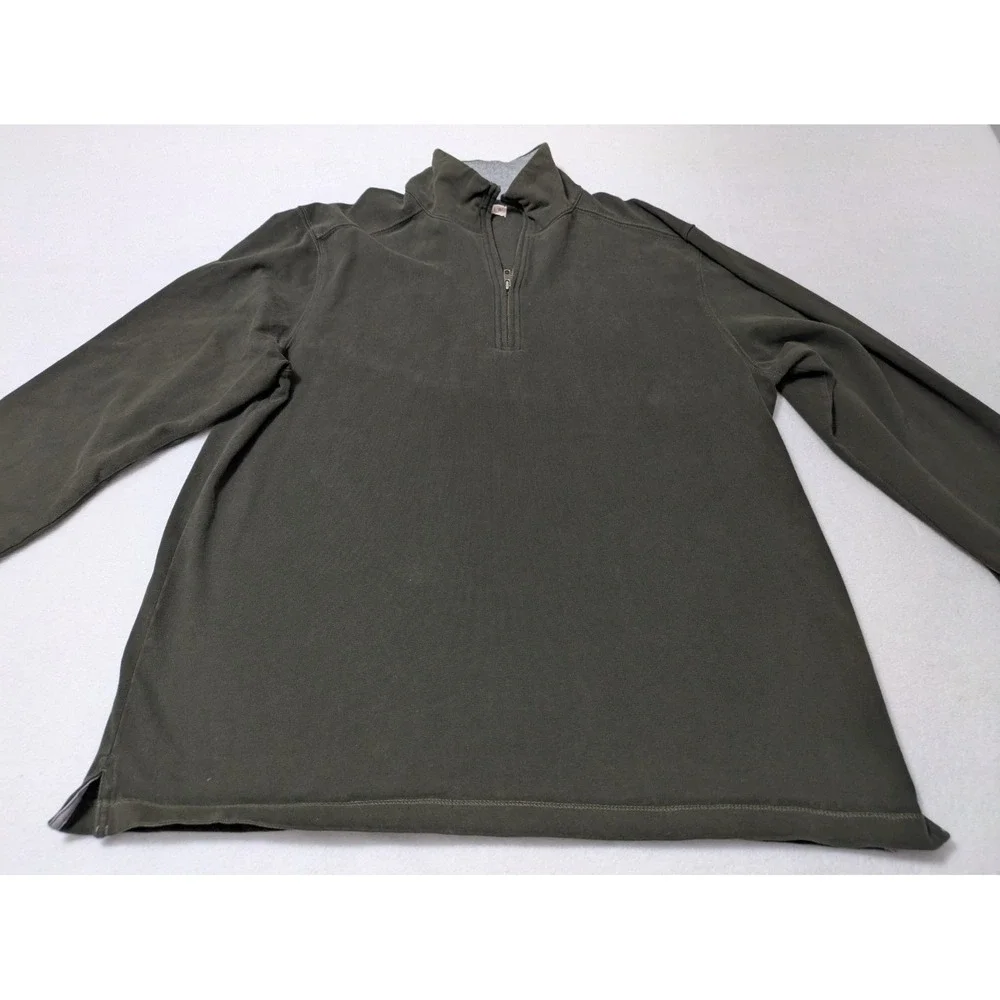 J Crew Sweater Men XL Olive Green Solid Quarter Zip Pullover‎ Preppy Casual